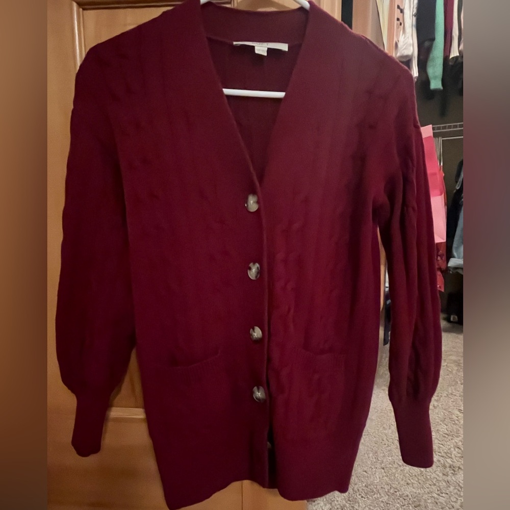 Burgundy Ann Taylor Loft Cardigan